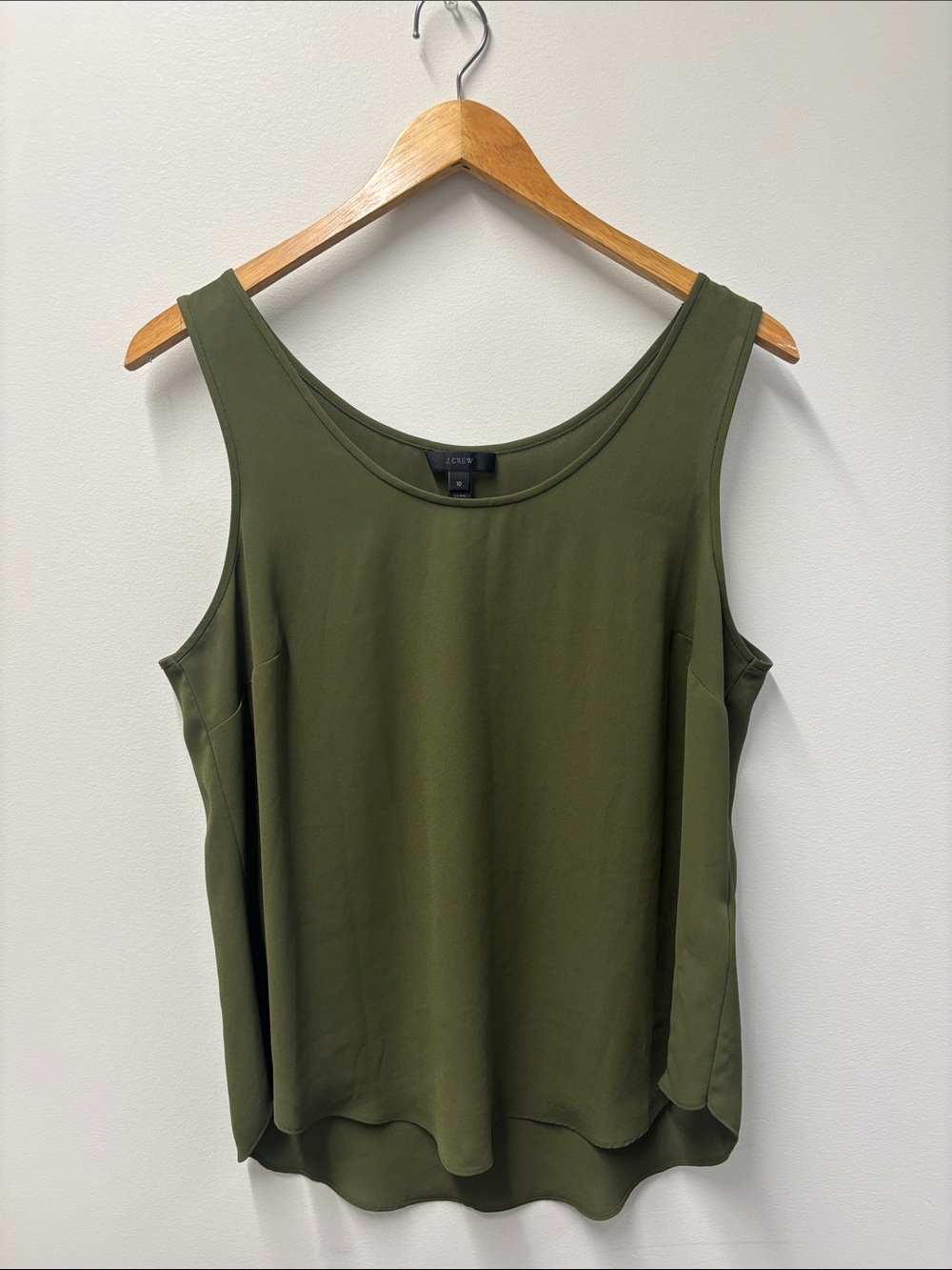 J.Crew Minimalist Lightweight Sleeveless Tank Top Blouse in Olive Green Size 10
